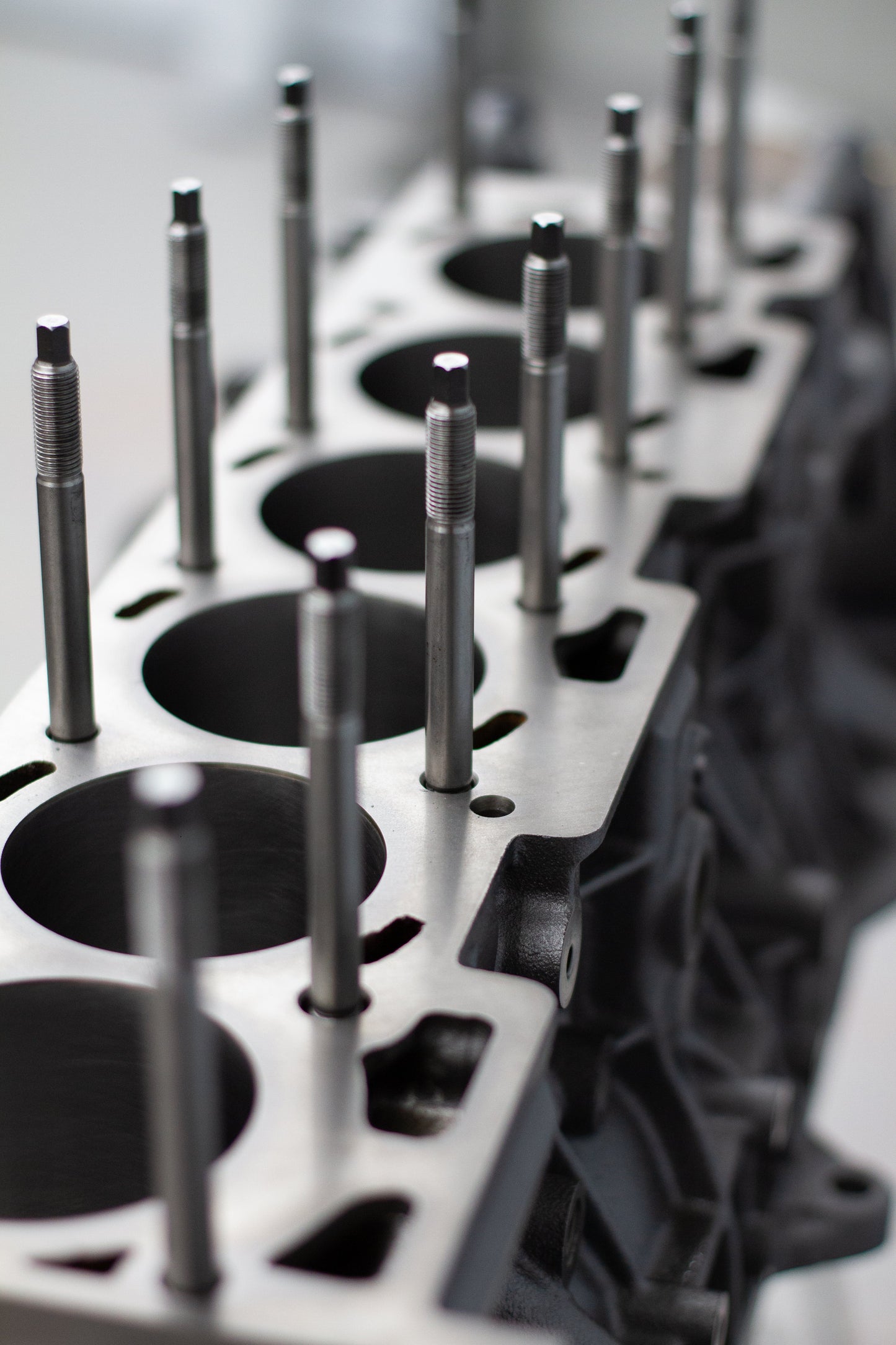 metal head studs in engine block