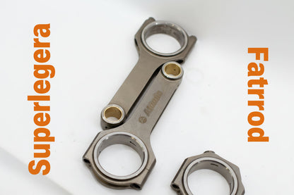engine connecting rods in various sizes on a white background with orange text